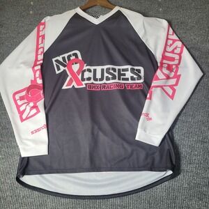 FORS NO EXCUSES Sz 2XL BMX Bike Racing‎ Team Jersey Breast Cancer L/S Shirt USA